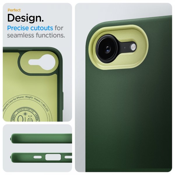 Spigen iPhone 16e/17e -kuori Nano Pop MagFit Avo Green