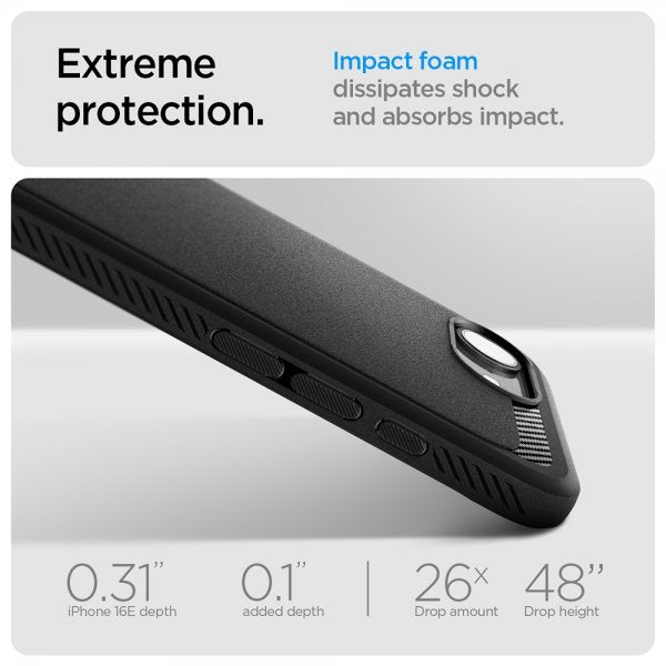 Spigen iPhone 16/17 -kuori Rugged Armor MagFit mattamusta