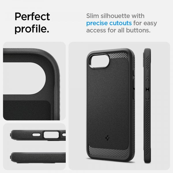 Spigen iPhone 16/17 -kuori Rugged Armor MagFit mattamusta