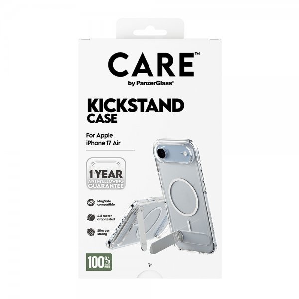 CARE by PanzerGlass iPhone Air -kotelo, Kickstand MagSafe, läpinäkyvä