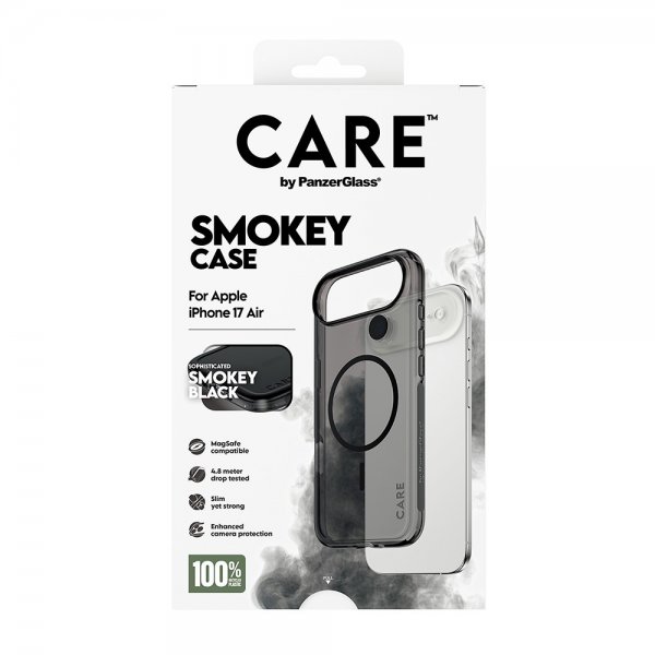 CARE by PanzerGlass iPhone Air -suojakuori, Smokey MagSafe, musta