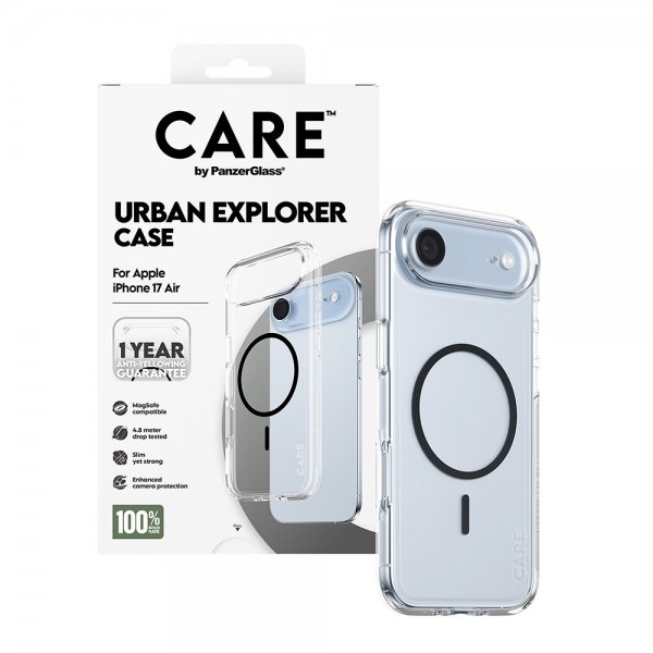 CARE by PanzerGlass iPhone Air -suojakuori Urban Explorer MagSafe Musta