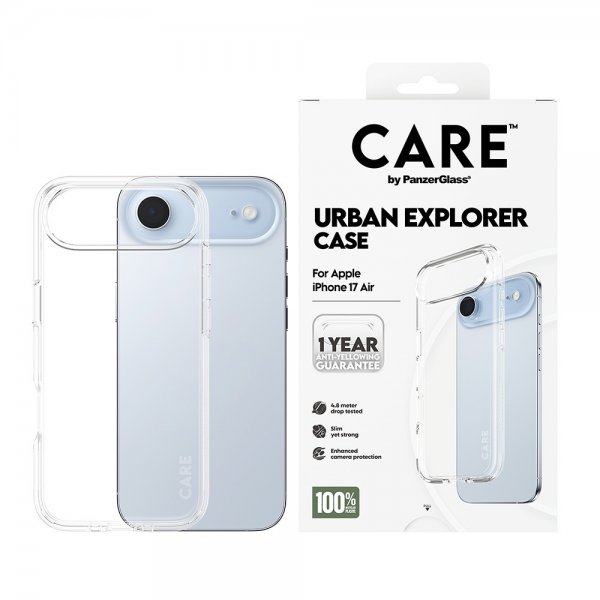 CARE by PanzerGlass iPhone Air -suojakuori Urban Explorer läpinäkyvä