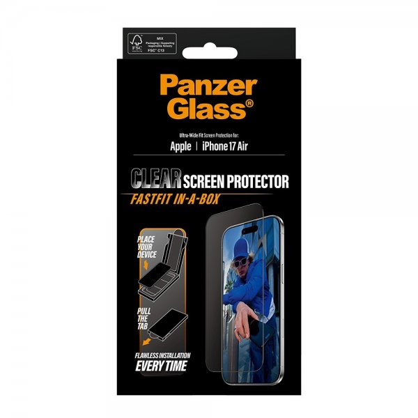 PanzerGlass iPhone Air -näytönsuoja Ultra-Wide Fit Clear Fastfit