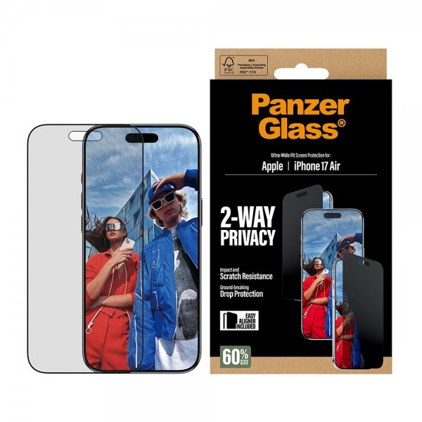 PanzerGlass iPhone Air -näytönsuoja Ultra-Wide Fit Privacy EasyAligner