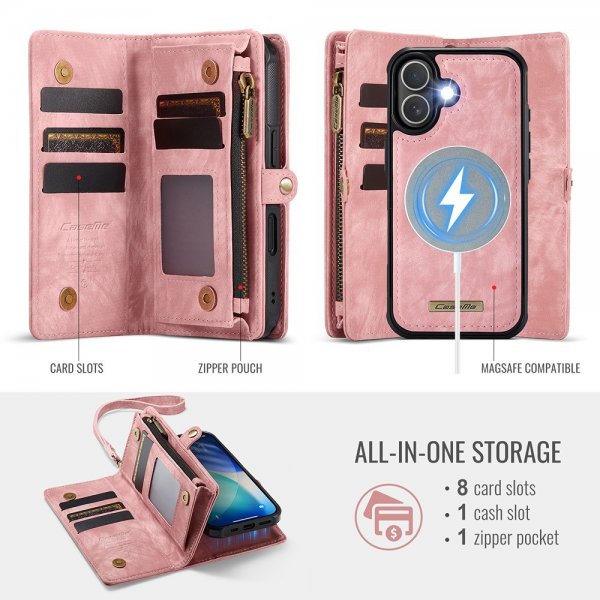 CaseMe iPhone 17 -kotelo 008-sarjan irrotettava kuori, vaaleanpunainen
