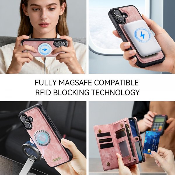 CaseMe iPhone 17 -kotelo 008-sarjan irrotettava kuori, vaaleanpunainen