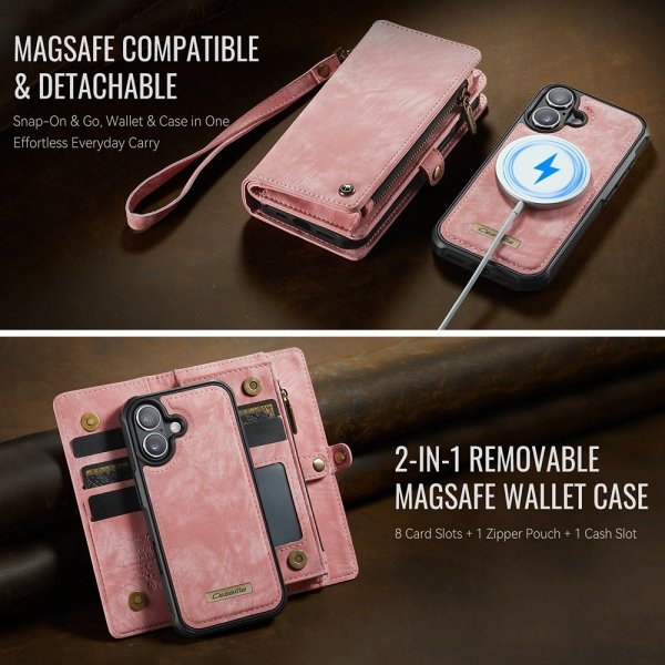 CaseMe iPhone 17 -kotelo 008-sarjan irrotettava kuori, vaaleanpunainen