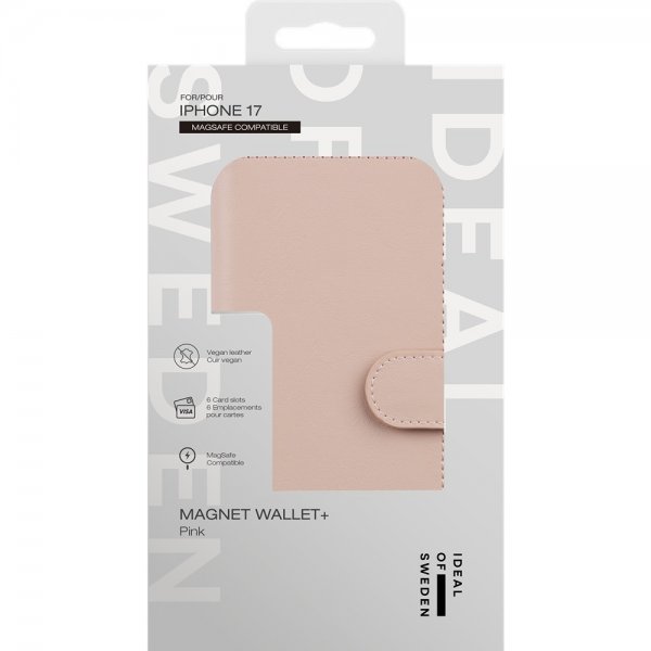 Ideal of Sweden iPhone 17 -kotelo, Magnet Wallet+ MagSafe, vaaleanpunainen
