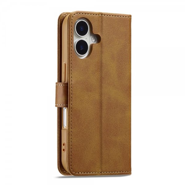 Lc.Imeeke iPhone 17 -kotelo, jossa korttipaikka ja jalustatoiminto, vaaleanruskea