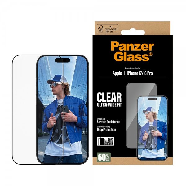 PanzerGlass iPhone 17/iPhone 16 Pro näytönsuoja Ultra-Wide Fit EasyAligner