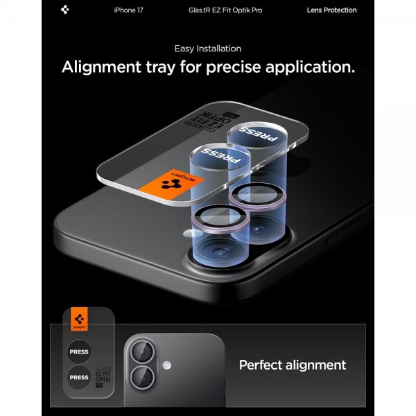 Spigen iPhone 17 Kameran suojaus GLAS.tR EZ Fit Optic Pro 2-pakkaus Violetti