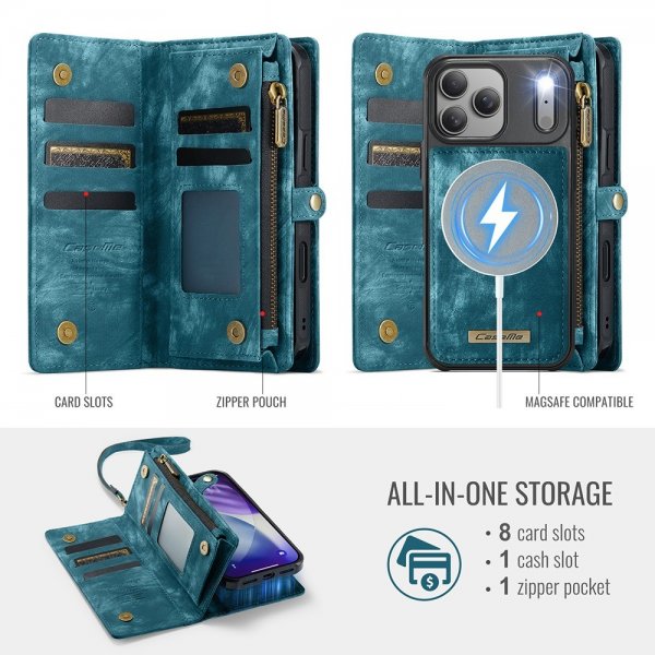 CaseMe iPhone 17 Pro Kotelo 008-sarjan irrotettava kuori, sininen