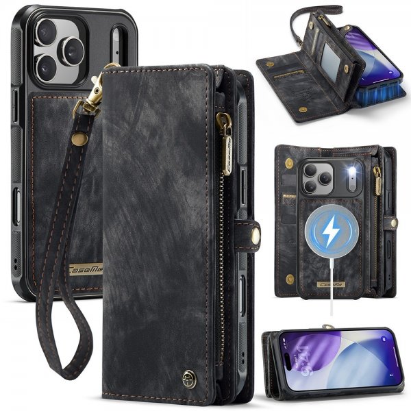 CaseMe iPhone 17 Pro -kotelo 008 Series Irrotettava Kuori Musta