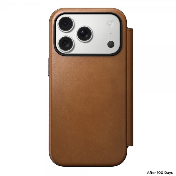Nomad iPhone 17 Pro Modern Leather Folio -suojakotelo, English Tan