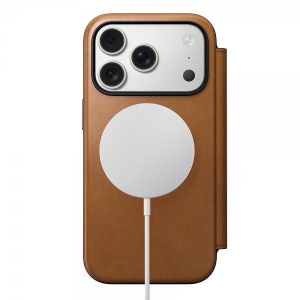 Nomad iPhone 17 Pro Modern Leather Folio -suojakotelo, English Tan