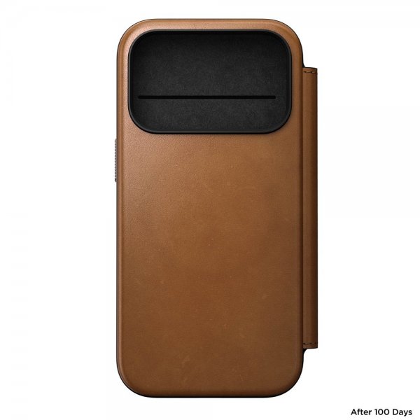 Nomad iPhone 17 Pro Modern Leather Folio -suojakotelo, English Tan