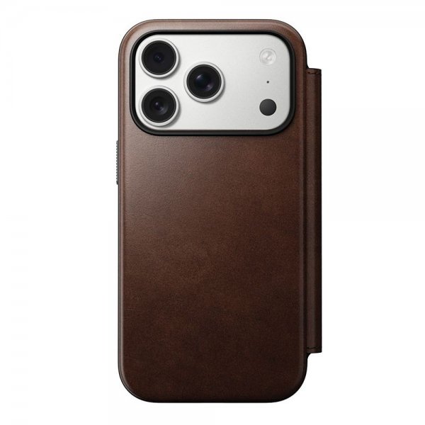 Nomad iPhone 17 Pro Modern Leather Folio -suojakotelo, Horween Rustic Brown