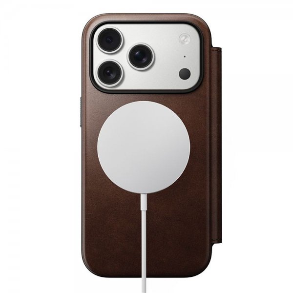Nomad iPhone 17 Pro Modern Leather Folio -suojakotelo, Horween Rustic Brown