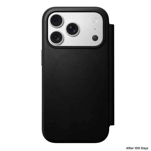 Nomad iPhone 17 Pro Modern Leather Folio -suojakotelo, musta