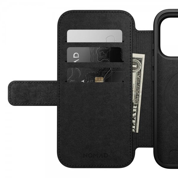 Nomad iPhone 17 Pro Modern Leather Folio -suojakotelo, musta