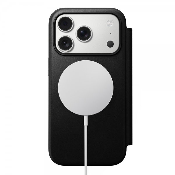 Nomad iPhone 17 Pro Modern Leather Folio -suojakotelo, musta