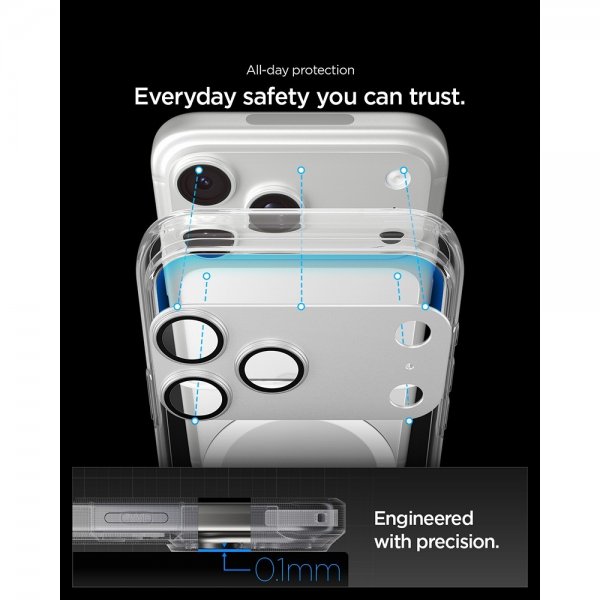 Spigen iPhone 17 Pro kameran suojalasi Glas.tR EZ Fit Optik Pro XL Silver