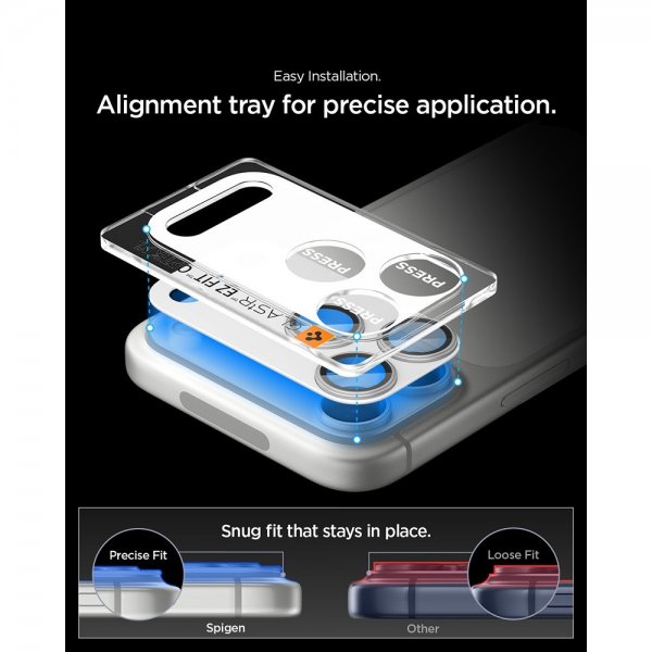Spigen iPhone 17 Pro kameran suojalasi Glas.tR EZ Fit Optik Pro XL Silver