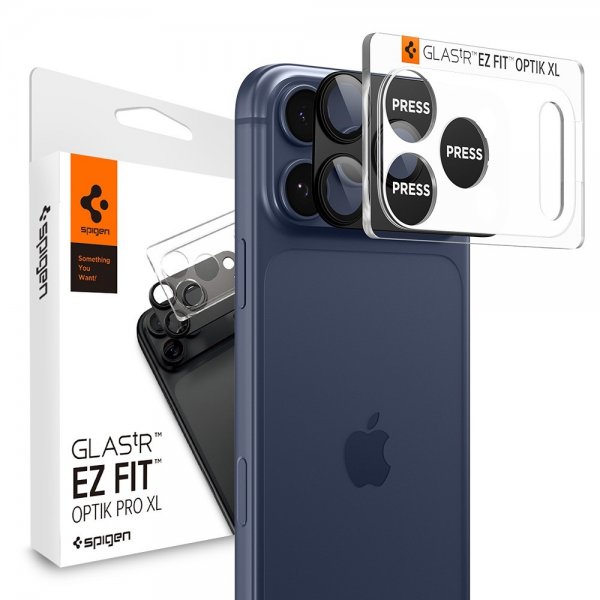 Spigen iPhone 17 Pro kameransuoja Glas.tR EZ Fit Optik Pro XL Musta