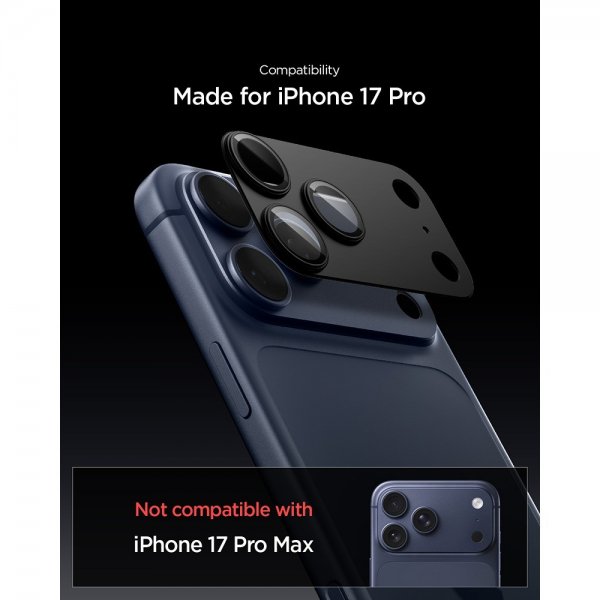 Spigen iPhone 17 Pro kameransuoja Glas.tR EZ Fit Optik Pro XL Musta