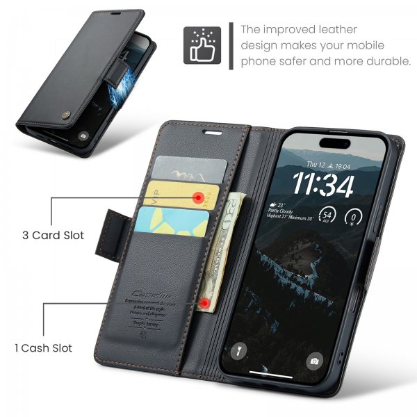CaseMe iPhone 17 Pro Max -suojakotelo 023-sarja musta