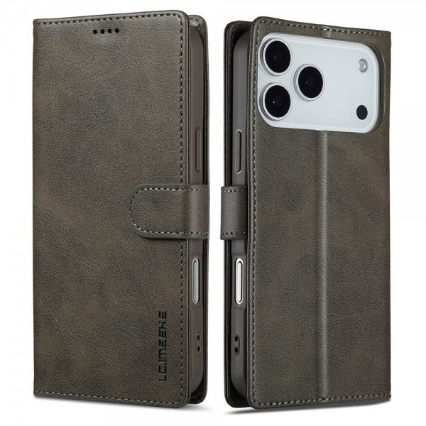 Lc.Imeeke iPhone 17 Pro Max -suojakuori korttipaikalla ja jalustatoiminnolla, harmaa