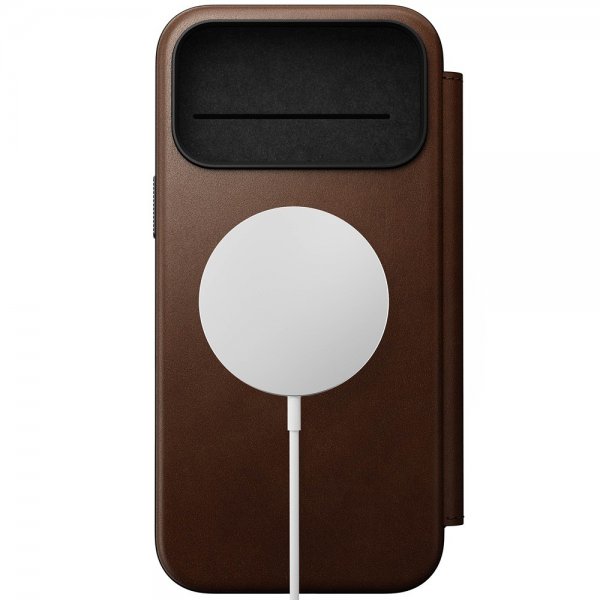 Nomad iPhone 17 Pro Max -kotelo, Modern Leather Folio, ruskea