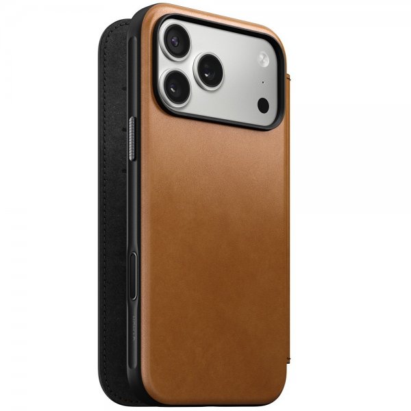 Nomad iPhone 17 Pro Max -suojakotelo, Modern Leather Folio, English Tan