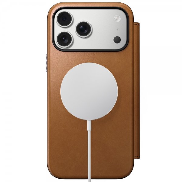Nomad iPhone 17 Pro Max -suojakotelo, Modern Leather Folio, English Tan