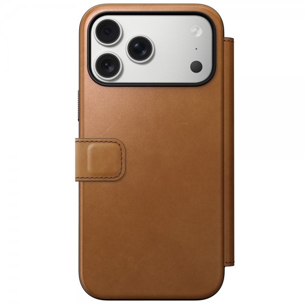 Nomad iPhone 17 Pro Max -suojakotelo, Modern Leather Folio, English Tan