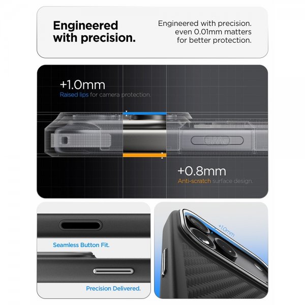 Spigen iPhone 17 Pro Max -kuori Enzo Aramid T MagFit musta hopea