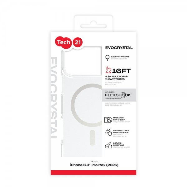Tech21 iPhone 17 Pro Max -suojakuori EvoCrystal MagSafe Metallic Silver