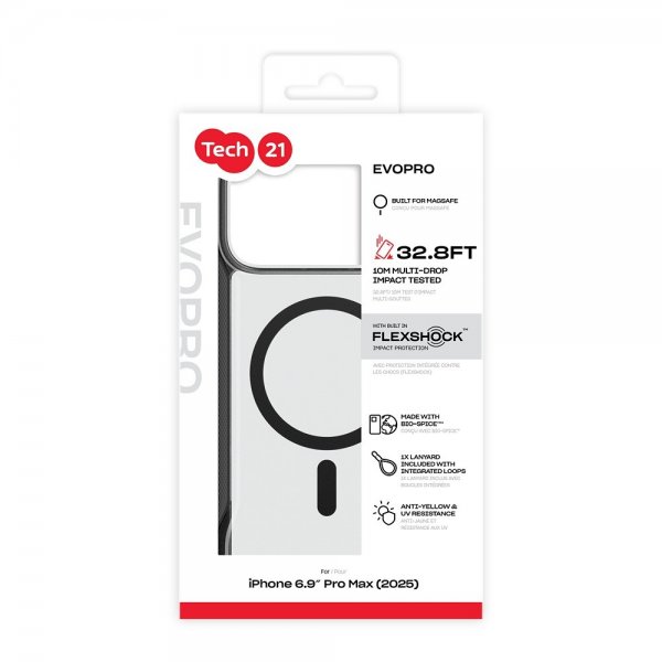 Tech21 iPhone 17 Pro Max Kuori EvoPro MagSafe Läpinäkyvä Musta