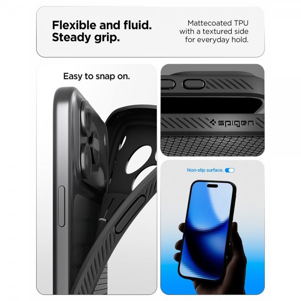 Spigen iPhone 17 Pro Max -kuori, Liquid Air, mattamusta