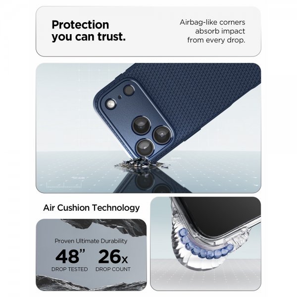 Spigen iPhone 17 Pro Max -kuori Liquid Air Navy Blue