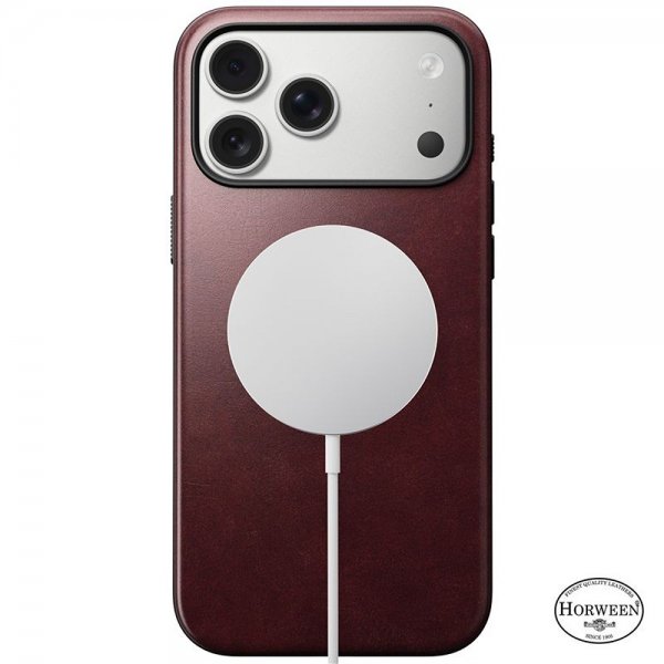 Nomad iPhone 17 Pro Max -suojakuori, Modern Leather Case, Horween Burgundy