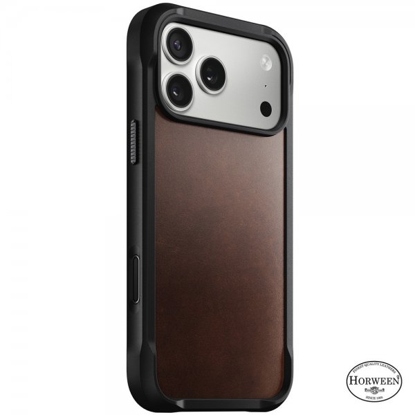 Nomad iPhone 17 Pro Max -suojakuori, Rugged Leather Case, Horween Rustic Brown