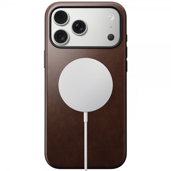 Nomad iPhone 17 Pro Max -kuori Modern Leather Case Horween Rustic Brown