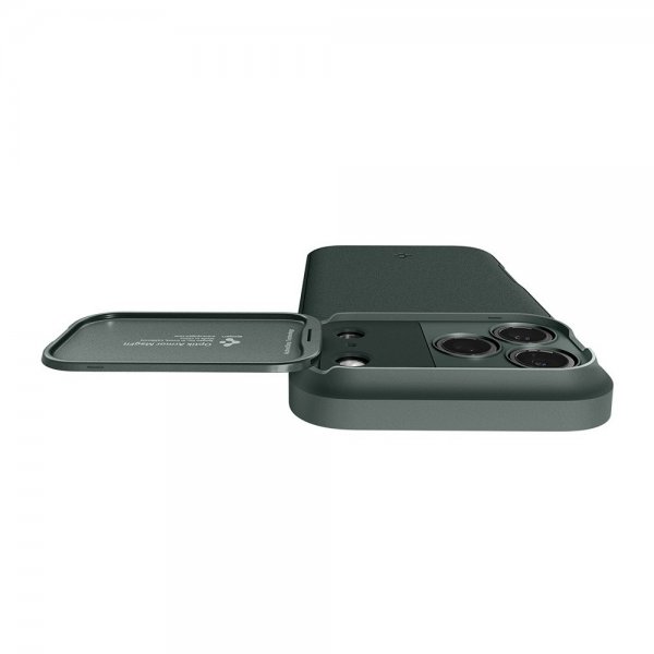 Spigen iPhone 17 Pro Max -kuori Optik Armor MagFit Abyss Green