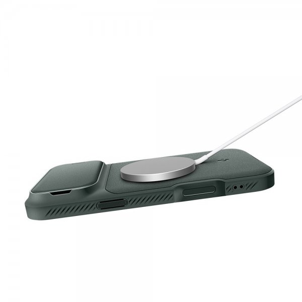 Spigen iPhone 17 Pro Max -kuori Optik Armor MagFit Abyss Green