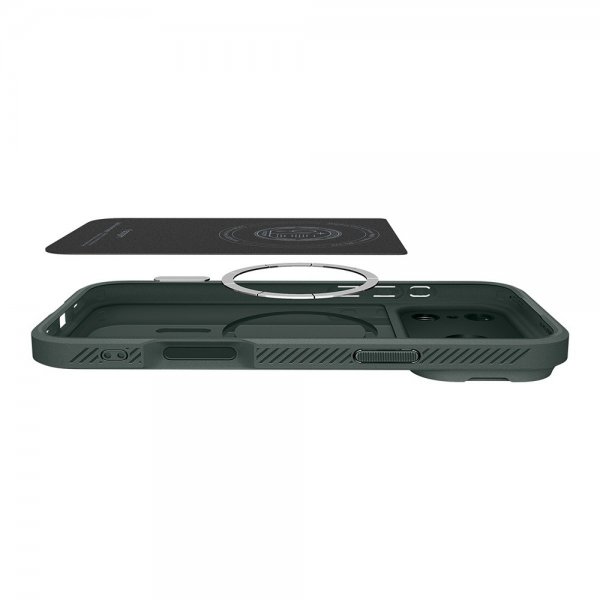 Spigen iPhone 17 Pro Max -kuori Optik Armor MagFit Abyss Green