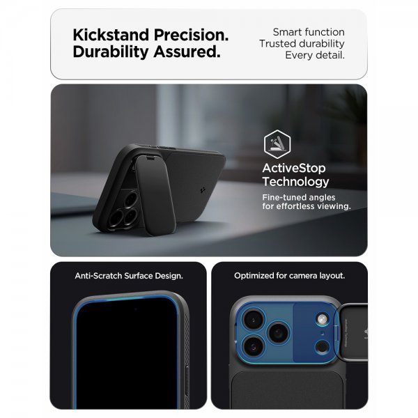 Spigen iPhone 17 Pro Max -kuori Optik Armor MagFit Musta