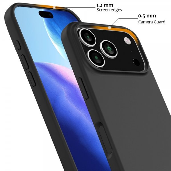 Nordic Covers iPhone 17 Pro Max -kuori silikonia, Feather Series, MagSafe, Raven Black