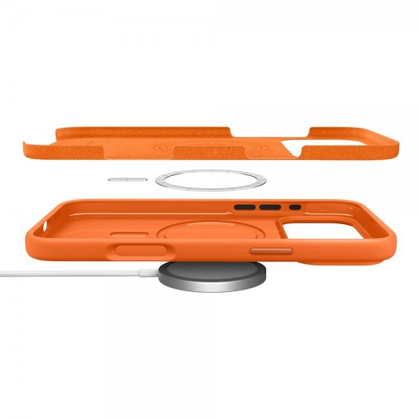 Spigen iPhone 17 Pro Max -kuori Silicone Fit MagFit Cosmic Orange